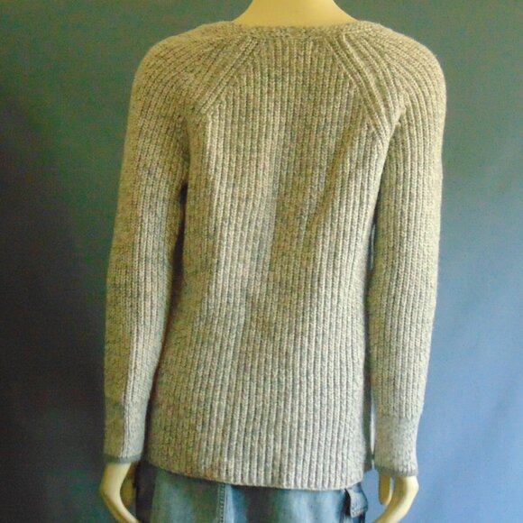 Rag & Bone Gray Marled Cotton Wool V-Neck Chunky Pullover Sweater Sm - Picture 6 of 8